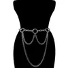 Europa y Estados Unidos joyería transfronteriza punk metal anillo cadena de cintura femenina retro borla multicapa cintura cadena corporal fabricantes mayoreo