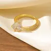 Anillos de Zirconia de Nueva Moda Transfronterizos, Lujo Ligero, Sensación de Alta Gama, Elegantes y Versátiles, Apilables, Anillos Abiertos Ajustables al por Mayor