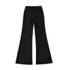 Conjunto de dos piezas para mujer: top corto morado taro ajustado y pantalones acampanados, atuendo casual deportivo de moda para principios de otoño, para un look esbelto
