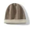 Gorro de Doble Capa de Cachemira Pura para Mujer, Moda Otoño e Invierno, Gorro de Punto Cálido, Gorro Holgado de Punto Sencillo Versátil de Moda