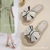 Chinelos de Verão Femininos Estilo Coreano Populares Versáteis com Laço de Alto Acabamento, Moda, Antiderrapantes, Resistentes ao Desgaste, para Férias na Praia
