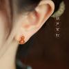 Nuevos pendientes chinos de calabaza roja auspiciosa para mujer, de alta gama, pequeños y exquisitos, de oro antiguo, elegantes, joyería antigua.