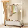 Perchero de pie para comercio exterior, perchero vertical simple para dormitorio del hogar, entrada de puerta, almacenamiento integrado con ruedas, almacenamiento
