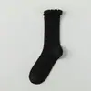 Calcetines de Seda Transpirables para Mujer, Calcetines de Verano Finos de Media Pantorrilla con Bordes Fruncidos, Calcetines Lolita Jk Calados, Algodón Transpirable de Malla