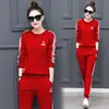 Outono 2023 Novo Conjunto Esportivo Casual Feminino Coreano Calça de Manga Longa tamanho plus size Fato Feminino Conjunto de Duas Peças