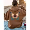 Sudadera con Capucha Estampado de Mariposas Transfronteriza para Mujer Amazon Holgada Casual Superior Venta al por Mayor Temu Amarillo