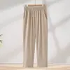 Pantalones capri rectos de verano frescos para madres de 50-60 años, mujeres de mediana edad y mayores, pantalones de abuela, satén de seda con tacto helado, pantalones versátiles