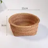 Cesta de frutas, cesta de armazenamento trançada de rattan vietnamita, bandeja de doces, prato de frutas redondo para a sala de estar, fruteira grande para uso doméstico, cesta para pães cozidos no vapor, prato de frutas secas