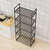 Prateleira de Armazenamento de Cozinha Multicamadas 9123 Prateleira de Armazenamento Doméstica de Chão Prateleira de Banheiro Prateleira de Armazenamento para Micro-ondas Sem Furos