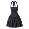 Exportación Transfronteriza Ropa de Mujer Primavera 2026 Estilo Europeo y Americano Espalda Descubierta Tirantes Cintura Cuello Halter Vestido Abullonado D498239721