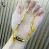 Collar de Cuenta Dzi de Nueve Ojos Esmaltada, Cadena de Cuentas Redondas de Oro Arena Estilo Antiguo, Chapado en Oro Cobre, Estilo Chino Nuevo, Fresco y Versátil, Venta al por Mayor