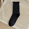 Calcetines de Lunares para Mujer, Calcetines Finos de Verano hasta la Mitad de la Pantorrilla, Zapatos Birkenstock, Calcetines Largos Holgados de Estilo Japonés con Borde Enrollado, Versátiles y Modernos, Algodón