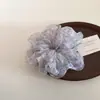 Goma para el pelo de organza con estampado de flores pequeñas estilo coreano, retro y fresca, suave y etérea, adecuada para coletas y moños.