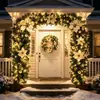 Venta Caliente Transfronteriza Enredadera Navideña Adorno Grueso para Colgar en la Puerta Decoraciones para Árbol de Navidad Set de Corona Dorada Roja