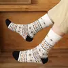 Nuevos Calcetines Gruesos Cálidos de Otoño e Invierno para Hombres y Mujeres de Media Pantorrilla Gruesos de Felpa Retro para Dormir Estilo Pareja Calcetines Gruesos