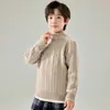 Novo suéter infantil de outono e inverno, gola alta, meio zíper, lã pura, suéter grosso de tricô trançado para meninos e meninas