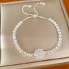 Pulsera extensible de tirador cuadrado de circón, sensación de lujo ligero de nicho de alta gama, joyería de moda personalizada exquisita y elegante al por mayor