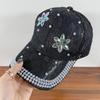 Gorra de Diamantes de Estilo Coreano de Tendencia para Primavera y Verano, Gorra de Béisbol Pequeña Versátil para Mujer que Muestra la Cara, Sombrero de Sol Transpirable para Viajes