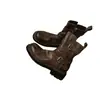 Botines de cuero lavado con suela gruesa para mujer, nuevo modelo 2026, con hebilla de cinturón, botas de montar plisadas, botas de motocicleta, botas estilo Martin con tacón grueso