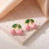 Pendientes de Fresa con Goteo de Aceite de Venta Caliente Transfronterizos, Serie de Frutas de Acero Inoxidable de Lujo Ligero y Gama Alta, Pendientes Dulces y Lindos
