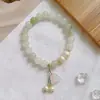 Pulseira de Jade de Xinjiang Jade Verde Tianshan para Mulheres com Pingente de Lírio-do-Vale DIY Versátil Pulseira Natural de Jade Verde Tianshan