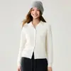 ¡Conjunto de alta calidad! Nuevo Cárdigan de Cachemir Otoño/Invierno para Mujer Camisa de Cachemir Cuello POLO para Mujer Tejido de Punto Abotonado Bloque de Color para Mujer