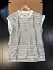 Pijama Feminino Verão 2026 Novo Estilo Camisola com Bojo Gola Redonda Listrado Sem Mangas Seda Gelada Roupa de Casa Preto Branco