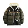 Chaqueta con Capucha de Dos Piezas Falsas Acolchada de Algodón para Adolescentes, Chaqueta Gruesa Cálida Acolchada de Algodón Estilo Pareja, Personalizable con Logo Imprimible