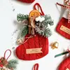 Flores Secas Navideñas, Fruta, Lazo Grande, Ramas de Pino, Cascabeles de Deseos, Decoraciones para Colgar en el Coche, Colgantes para Calcetín de Navidad