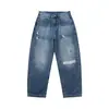 Roupas Vintage 2025 Outono Novo Moda de Rua Japonesa Juventude Bigodes de Gato Jeans Lavado Rasgado com Patches para Homens