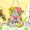 Transfronteiriço 2026 Produto Novo Criativo Flores da Primavera Festa do Coelho Placa de Boas-Vindas para Porta da Frente Placa de Madeira de Páscoa Estilo Americano