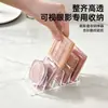 Estante de Almacenamiento de Polvo para Paletas de Sombras Caja Transparente Dividida Estante de Maquillaje Compartimento de Escritorio Cosmético Estante de Exhibición