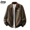 Chamarra JEEP SPIRIT para hombre con cuello de solapa, abrigo de trabajo de algodón puro para primavera y otoño, top casual de negocios para hombres de mediana edad