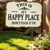 Amazon TEMU transfronterizo más vendido letrero de hojalata Lugar Feliz jardín patio metal decorativo
