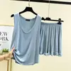 Camisola de modal para mulheres, conjunto casual fino de verão, shorts soltos, tamanhos grandes, adequado para usar em casa, conjunto de pijama de duas peças