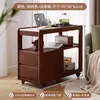 Gabinetes Laterales de Sofá de Madera Maciza Cuidadosamente Seleccionados, Mesas Laterales de Pizarra, Mesas de Centro, Mesas de Esquina, Gabinetes Pequeños para Té de Sala de Estar, Mesas Estrechas Móviles