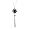 Estilo Coreano Moda Outono e Inverno Corrente de Lã de Cristal Feminina Elegante Simples Franja Longa Pingente Colar Acessórios de Pingente para Roupas
