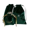 Bolsas de Tela de Terciopelo al por Mayor, Bolsas Oscuras Verdes para Joyería, Bolsas Personalizadas con Cordón para Regalos, Bolsas de Terciopelo a Prueba de Polvo para Accesorios