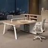 Escritorio de Oficina Estación de Trabajo para Personal Mampara para Pantalla de Personal Combinación de Escritorio y Silla Escritorio con Gabinete de Escritorio Ranura para Tarjetas Oficina para Dos, Tres o Cuatro Personas