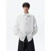 Nova Camisa Masculina Manga Longa com Fecho de Metal Estilo Chinês Tamanho Grande Casual Tendência Jacquard Casual