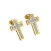 Aretes Transfronterizos Europeos y Americanos de Acero de Titanio Incrustados con Diamantes para Mujer Oro de 18K Nicho Moda de Alta Gama Versátiles Aretes de Acero Inoxidable al Mayoreo