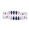 Pegatinas de uñas hechas a mano con diseño de bloques de color minimalistas, lunares y rayas transfronterizas, frescas y que inducen dopamina, 24 piezas, forma de almendra, creando un look de uñas elegante.