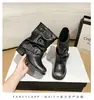 Novas botas Martin femininas estilo cowboy western retrô com textura semelhante a couro, design interno que aumenta a altura e punhos plissados na perna