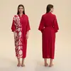 Pijama Feminino Transfronteiriço, Roupão Kimono Macio de Chiffon Cetim, Robe Longo Europeu e Americano para Primavera e Verão, Roupa de Casa Feminina