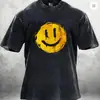 2025 Nueva Camiseta Básica Lavada y Desgastada Retro Europea y Americana Estampado Animal Casual Holgada de Manga Corta para Hombres y Mujeres