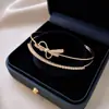 Pulsera Abierta de Flor de Zirconia Gota de Agua Mariposa Moda Minimalista Pulsera Sencilla Joyería Exquisita de Lujo Ligero Gama Alta