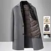 Abrigo de lana de longitud media para hombre, doble faz, con forro de plumón desmontable, engrosado para invierno, adecuado para uso business casual