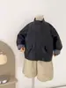 Valle del Viento 2026 Otoño Nueva Chaqueta de Cuero para Motocicleta Estilo Coreano Elegante para Niños y Niñas Chaqueta Versátil de Primavera y Otoño con Cuello Alto para Niños