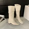 Botines, botas de moda para otoño e invierno, botas altas versátiles para mujer, estilo retro nuevo, punta cuadrada, diseño plisado, colección 2026