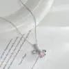 Novo Colar de Coração Rosa com Laço Cravejado de Zircônia de Cobre para Mulheres, Gargantilha Doce e Estilosa da Moda